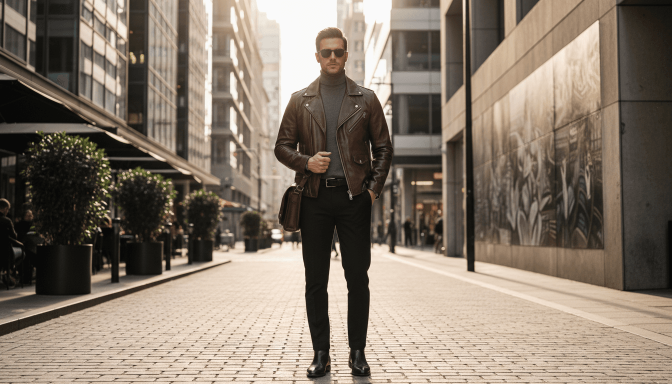 Man wearing a high-quality jacket in modern style